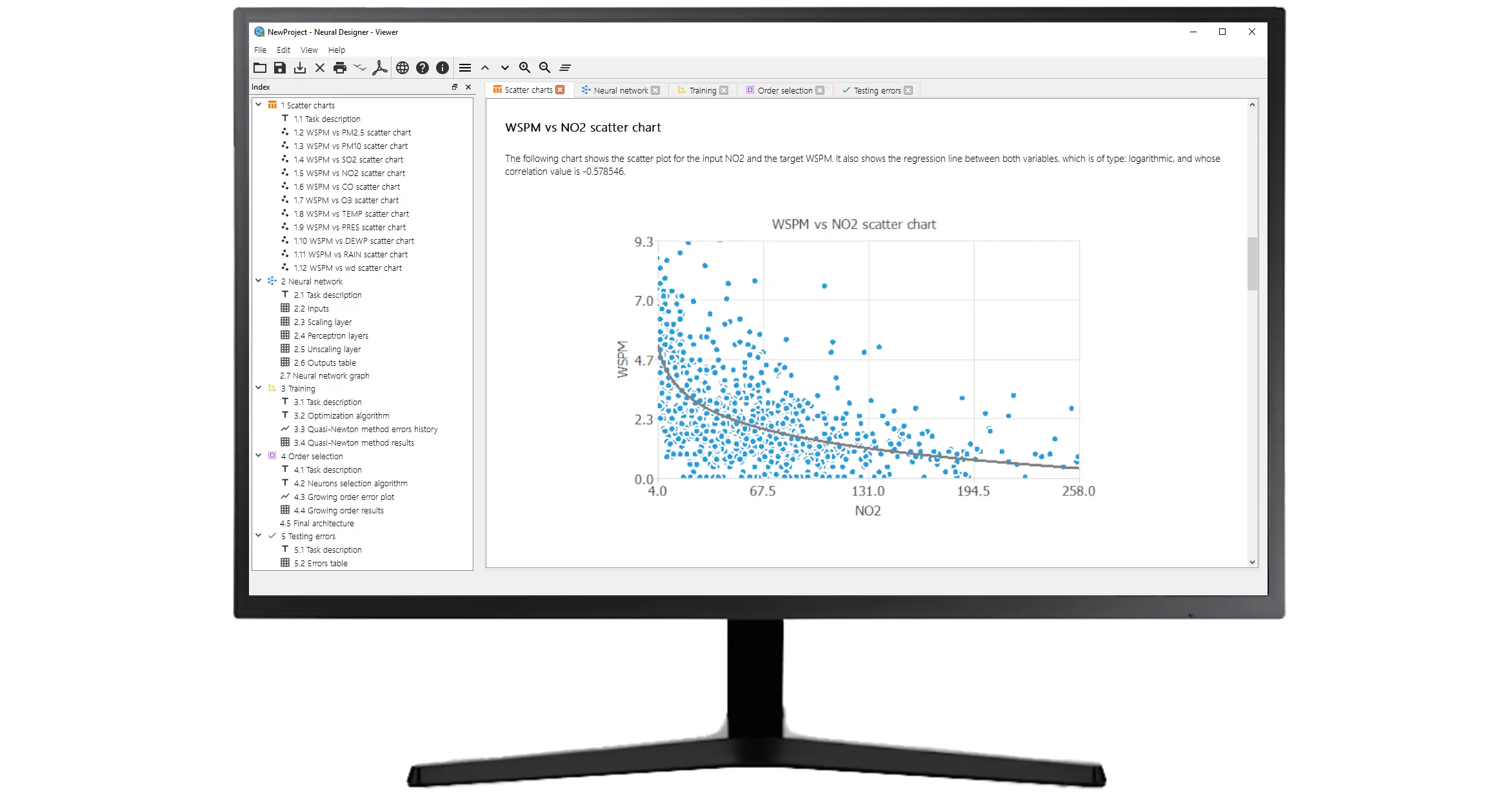 Visualize the results in tables, charts and graphs with Neural Designer