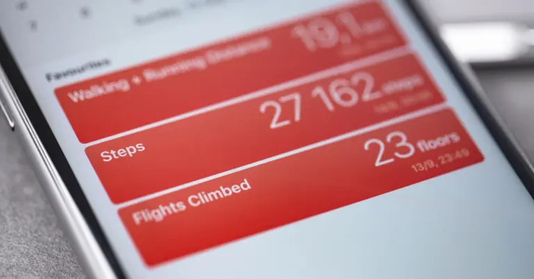 Smartphone showing a fitness activity tracker